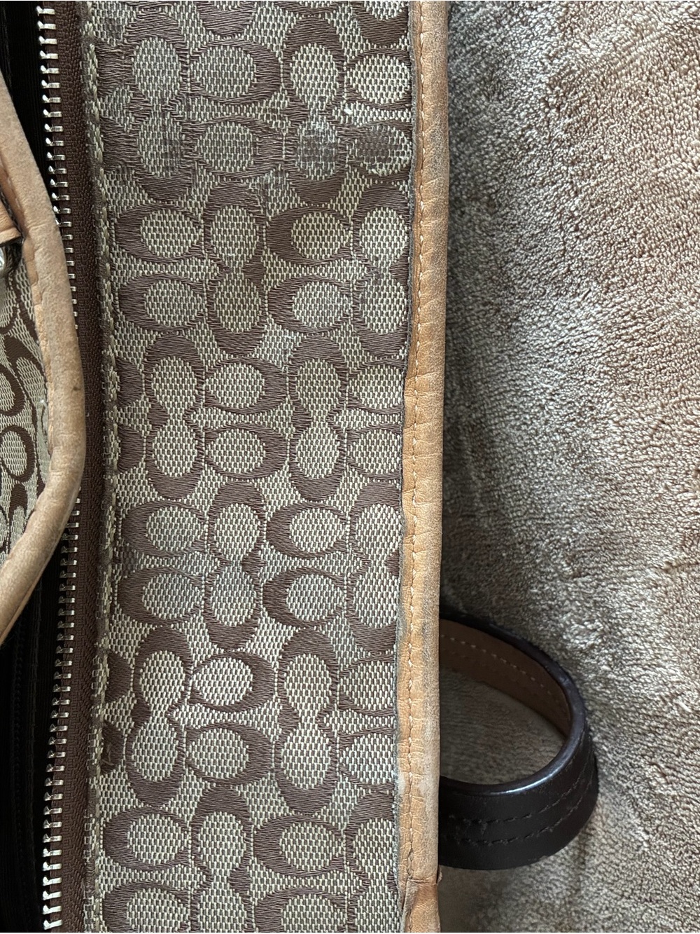 Coach Signature Canvas Laptop Tote Bag in Brown with Tan Leather Trim - Picture 16 of 16